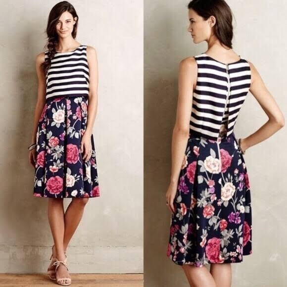 Moulinette Soeurs Dresses & Skirts - Striped and floral Anthropologie dress
